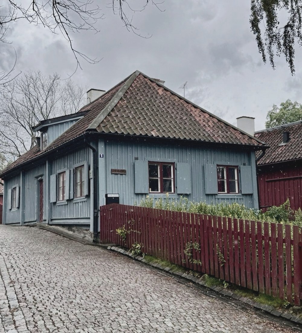 Historic cobbled street in Gothenburg