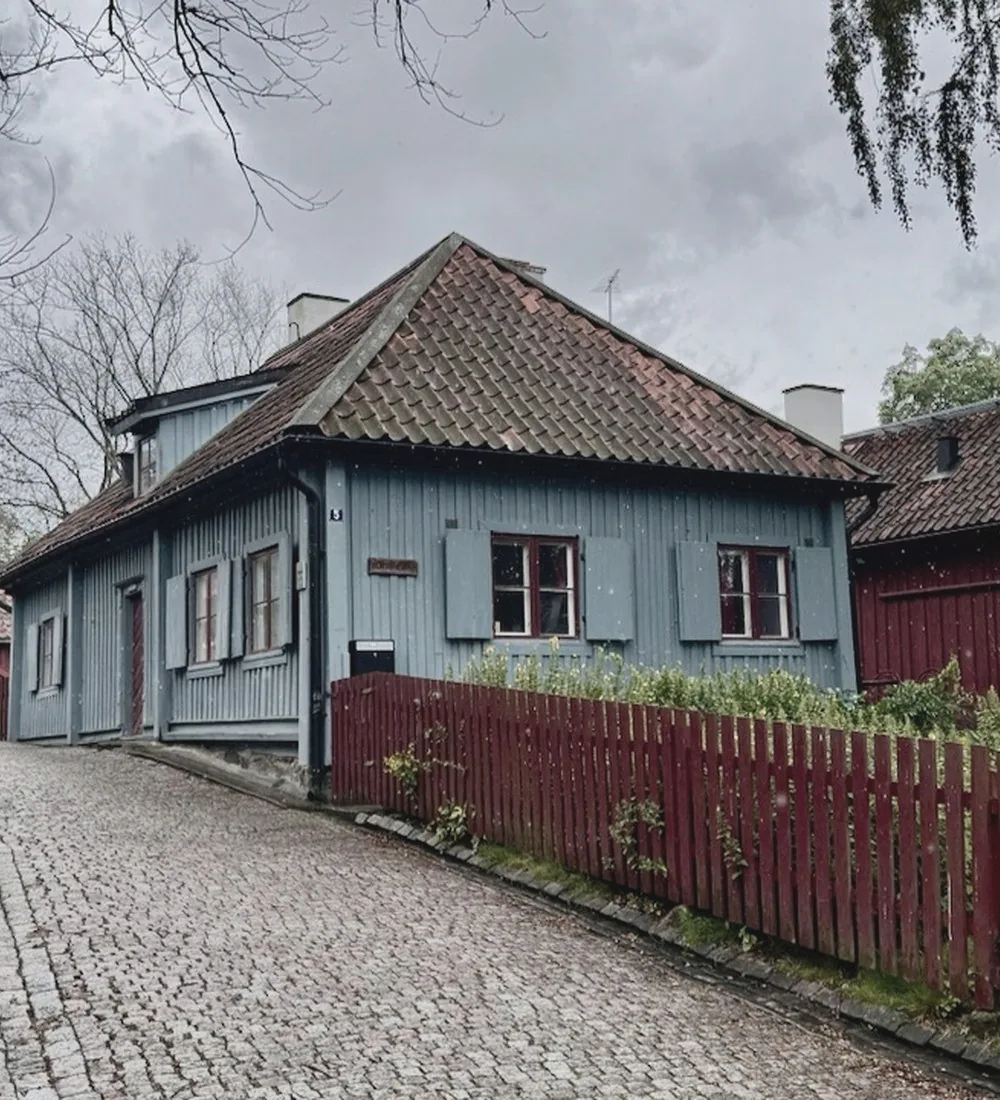 Historic cobbled street in Gothenburg