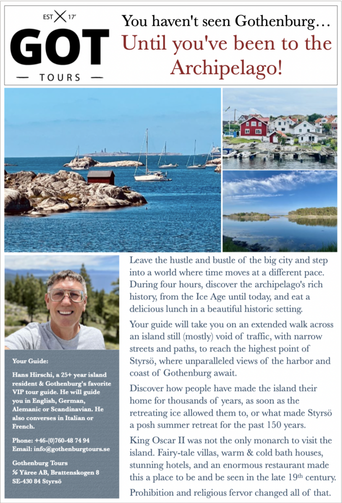 Screen capture of our archipelago tour brochure.
